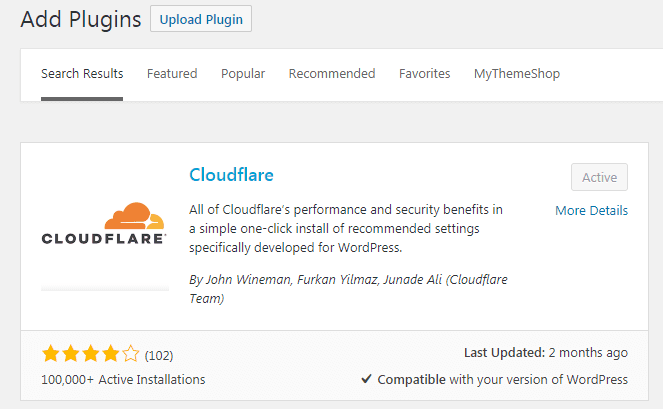 cài đặt dịch vụ Cloudflare 10 - install plugin Cloudflare