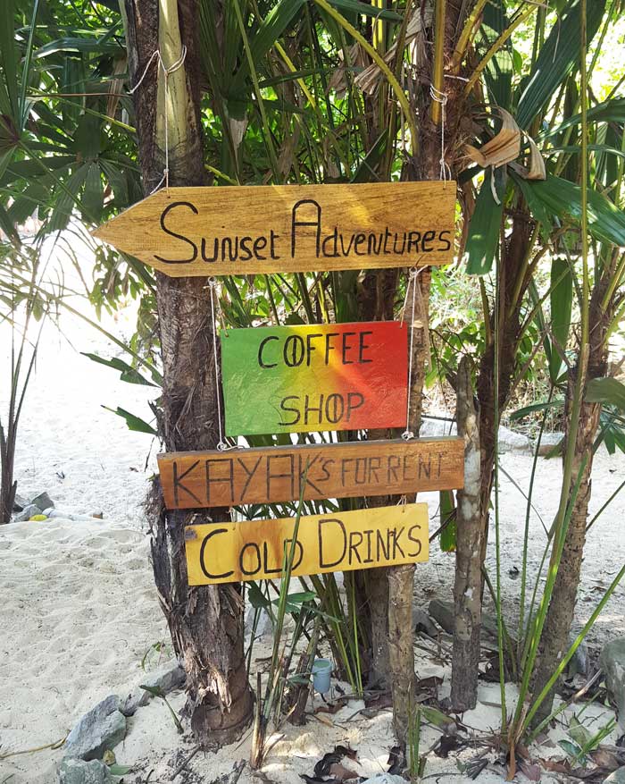 Chia sẻ kinh nghiệm du lịch bụi đảo Koh Rong Sanloem 22 - Các bảng hiệu trêo trên gốc cây