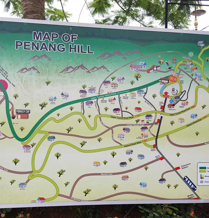 Chia sẻ kinh nghiệm du lịch bụi Penang Malaysia 19 - Penang Hill map