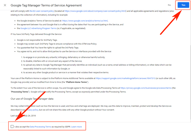Hướng dẫn sử dụng Google Tag Manager (GTM) 13 - Create GTM account TOS